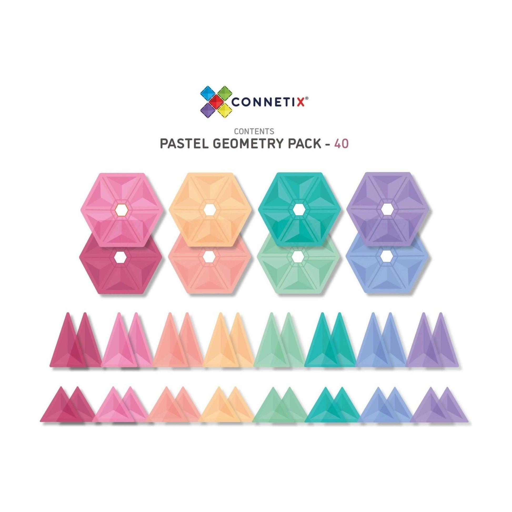 Connetix 40 Piece Pastel Geometry Pack - Toybox Tales