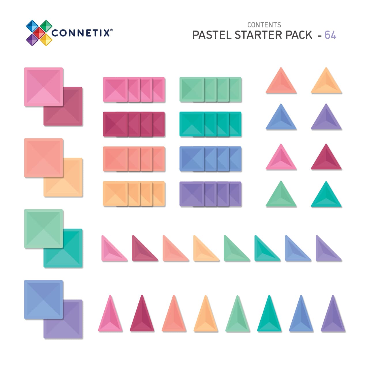 Connetix Pastel Starter Pack 64 Piece - Toybox Tales