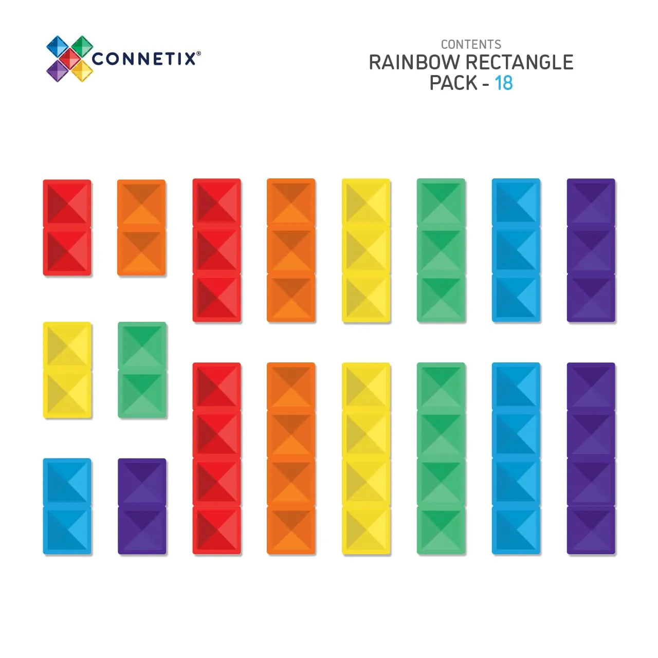 Connetix Rainbow Rectangle Pack 18 Piece - Toybox Tales