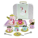 Deluxe Unicorn Tin Tea Set in Suitcase 18 Pieces - Toybox Tales