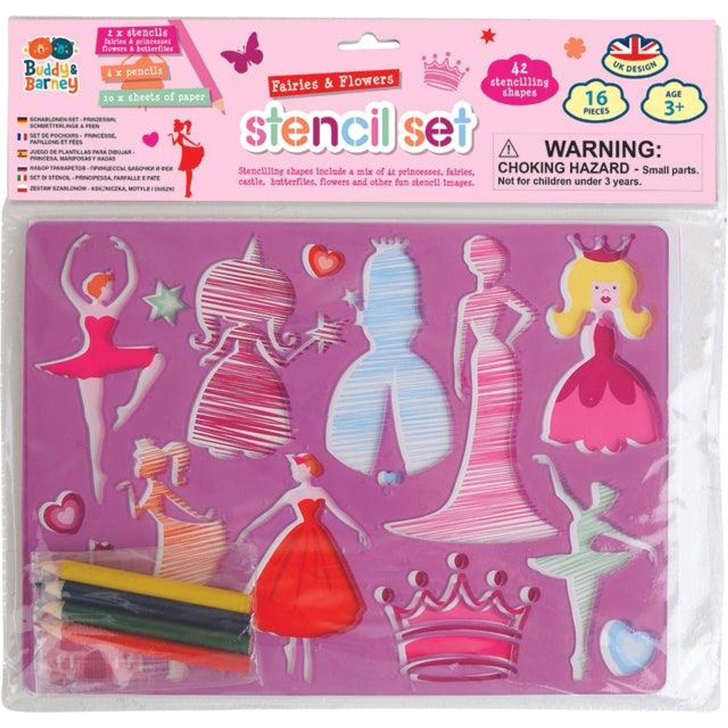 Fairies and Flowers Stencil and Pencil Set - Toybox Tales