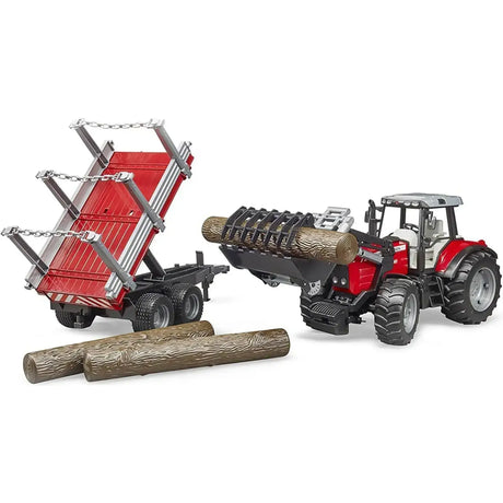 Massey Ferguson 7480 w/ Front Loader & Timber Trailer 1:16 - Toybox Tales