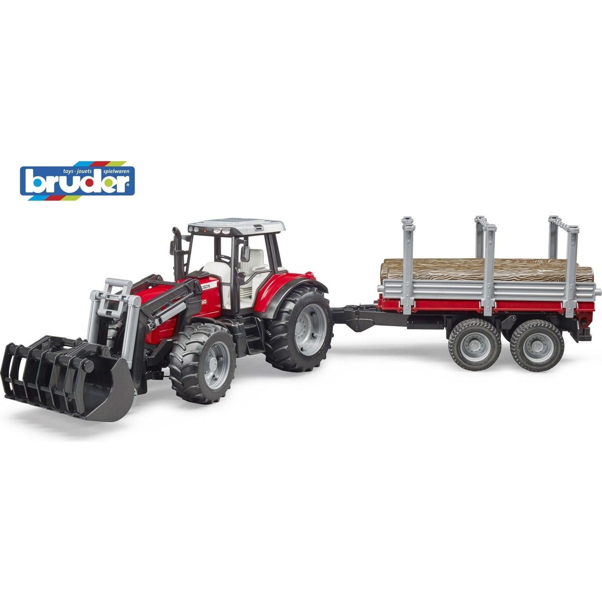 Massey Ferguson 7480 w/ Front Loader & Timber Trailer 1:16 - Toybox Tales