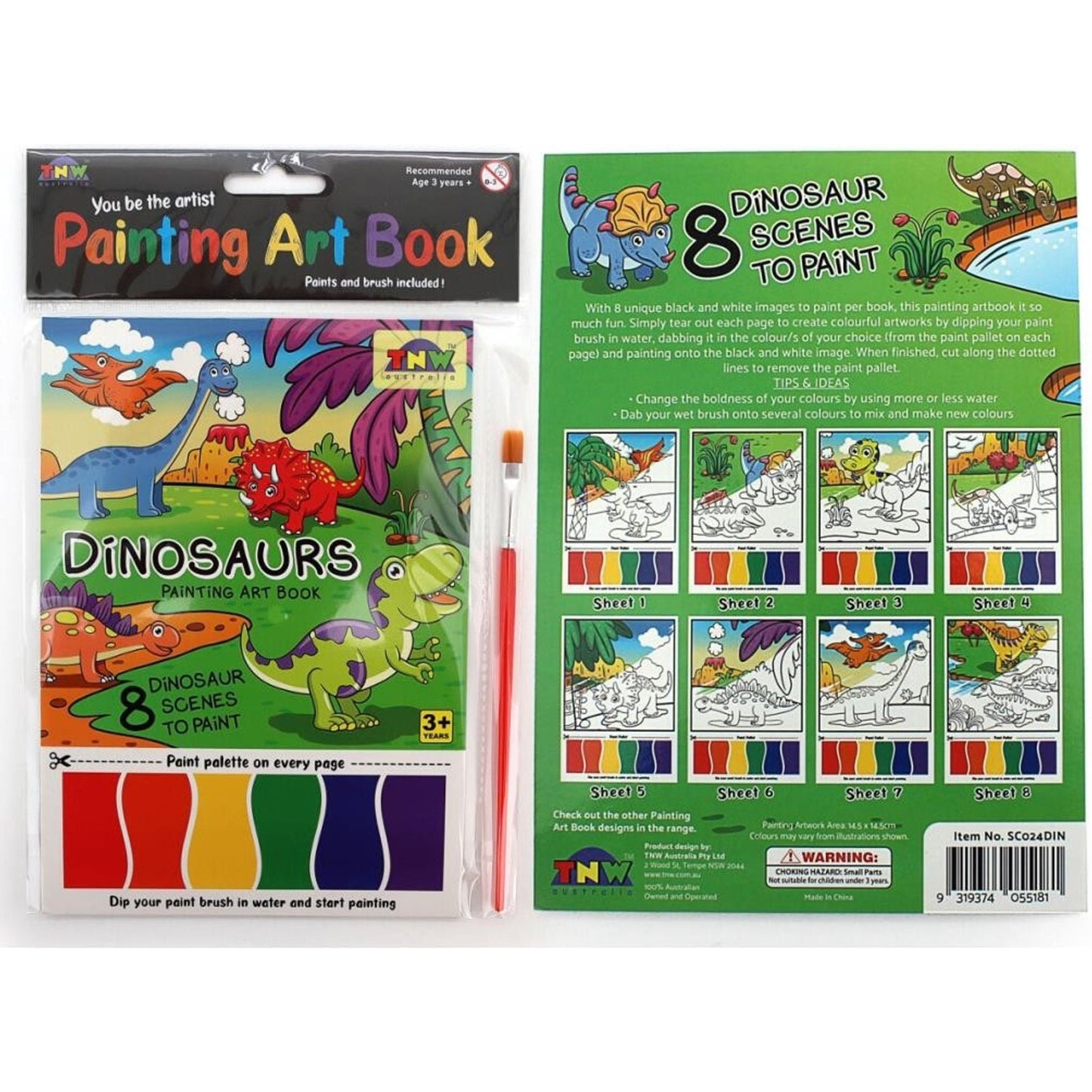 PAINTING ART BOOK (8xA5 SHEETS/BOOK) - DINOSAURS - Toybox Tales