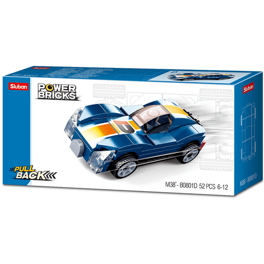 Power Bricks Pull Back Car - Blue Monster - Toybox Tales
