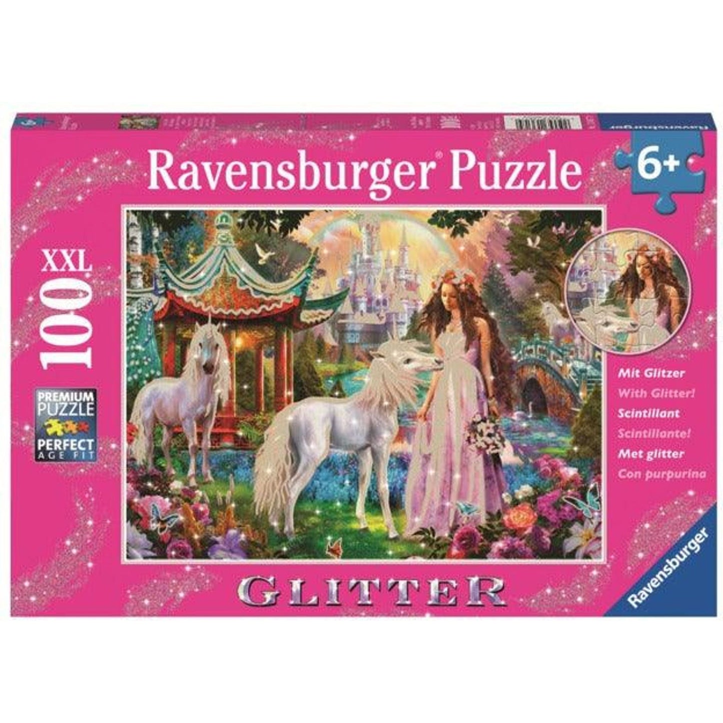 Ravensburger - Glittery Princess with Unicorn Puzzle - 100 Pieces - Toybox Tales