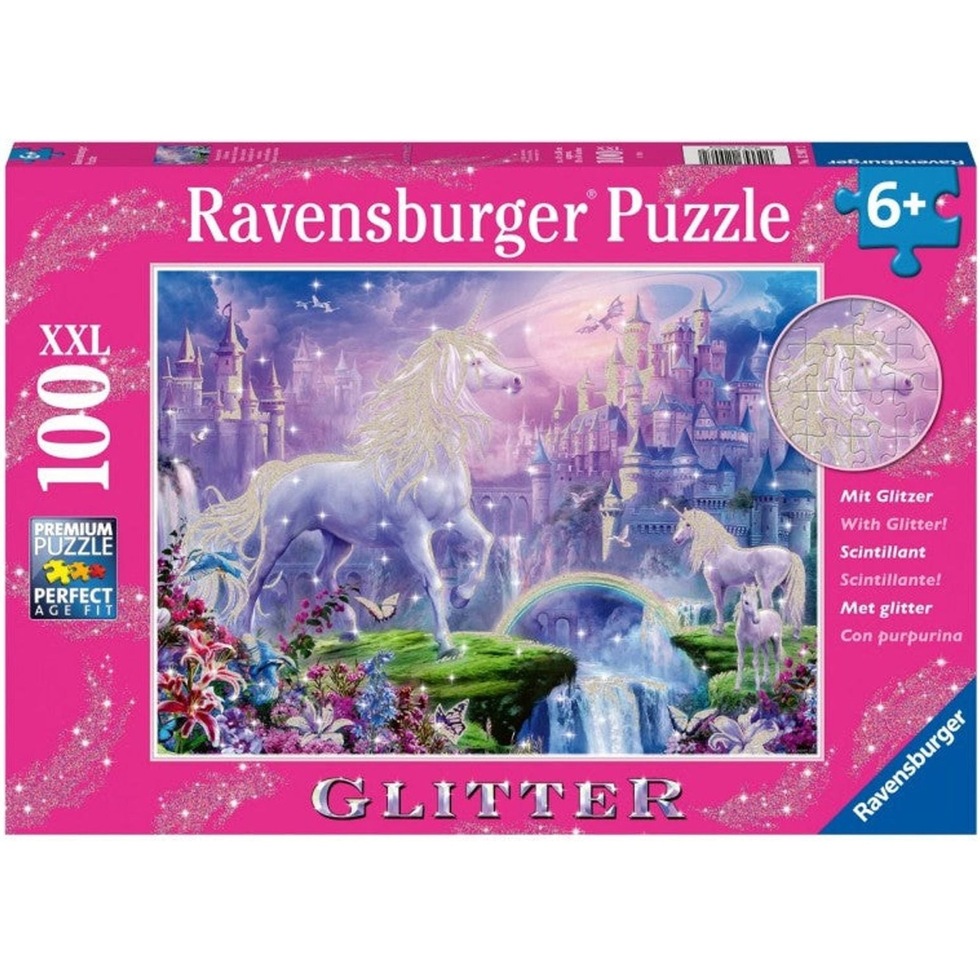 Ravensburger - Unicorn Kingdom Puzzle Glitter 100 Pieces - Toybox Tales