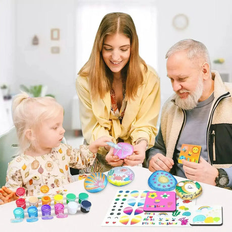Rock Painting With Metallic Paints & Glitter Glues Craft Kit - Toybox Tales