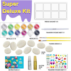 Rock Painting With Metallic Paints & Glitter Glues Craft Kit - Toybox Tales