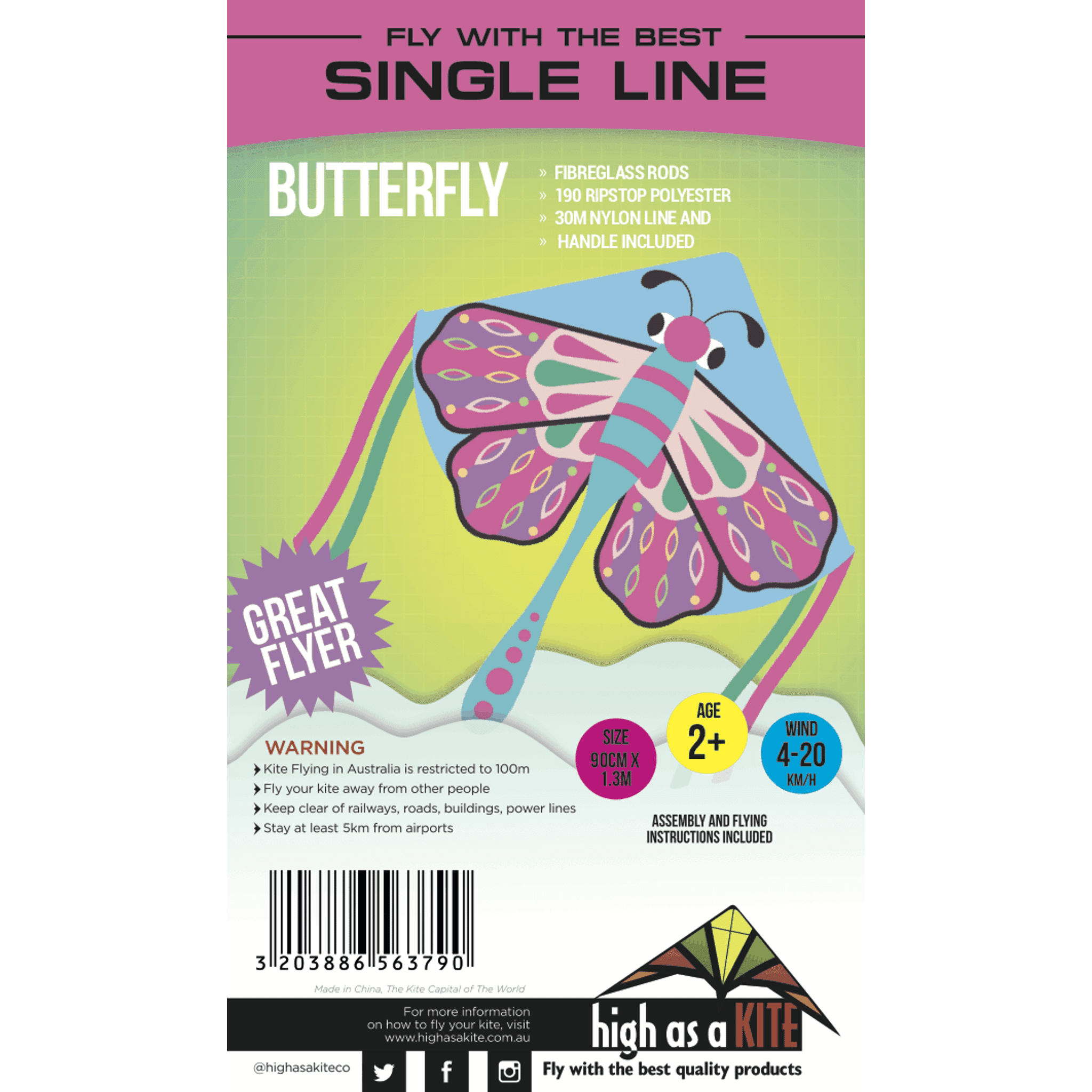 Single Line Kite: Beautiful Butterfly - Toybox Tales