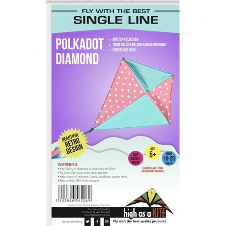 Single Line Kite: Polkadot Diamond - Toybox Tales