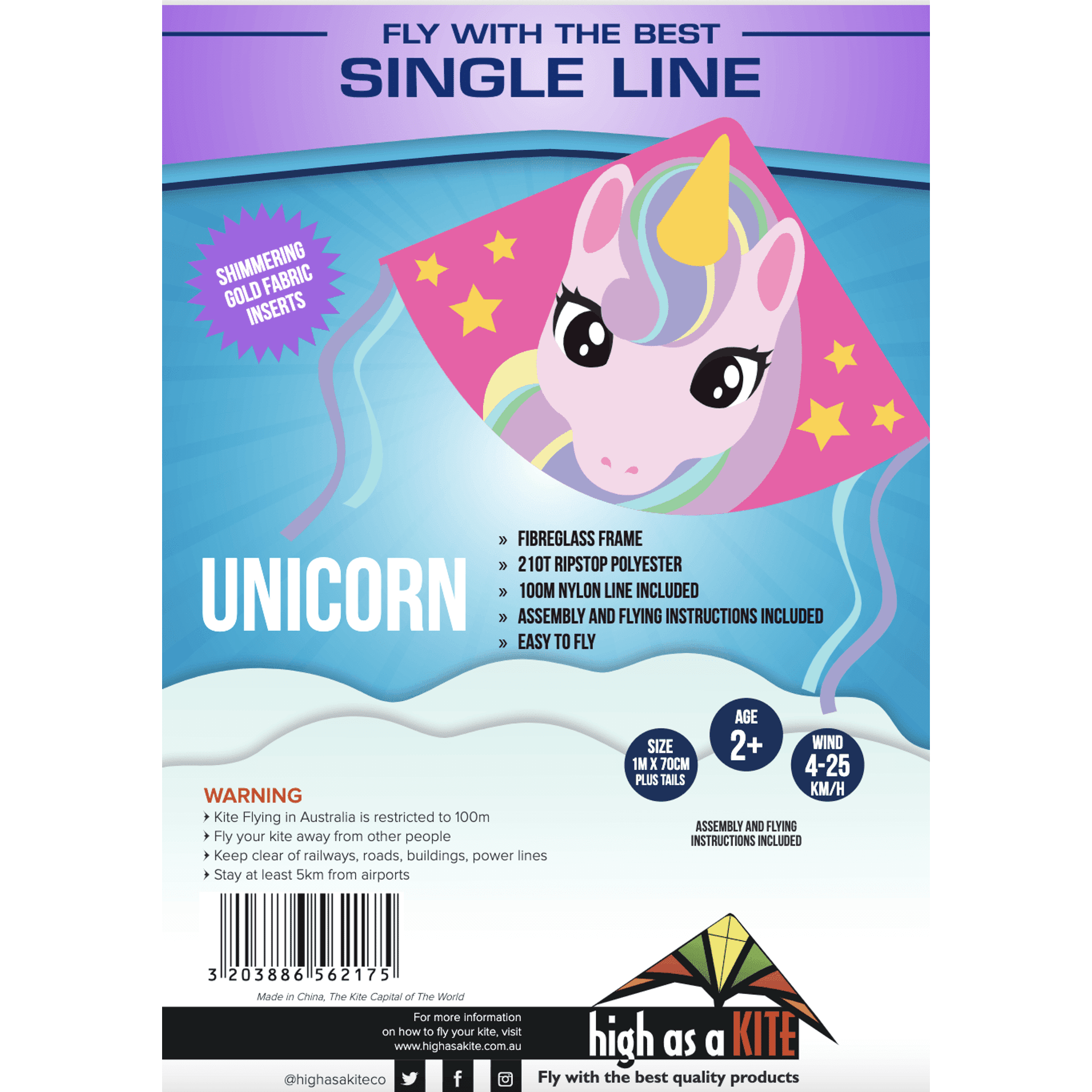 Single Line Kite: Unicorn - Toybox Tales