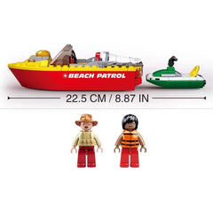 Sluban Surf Beach Patrol Rescue Boat 129 Pcs - Toybox Tales