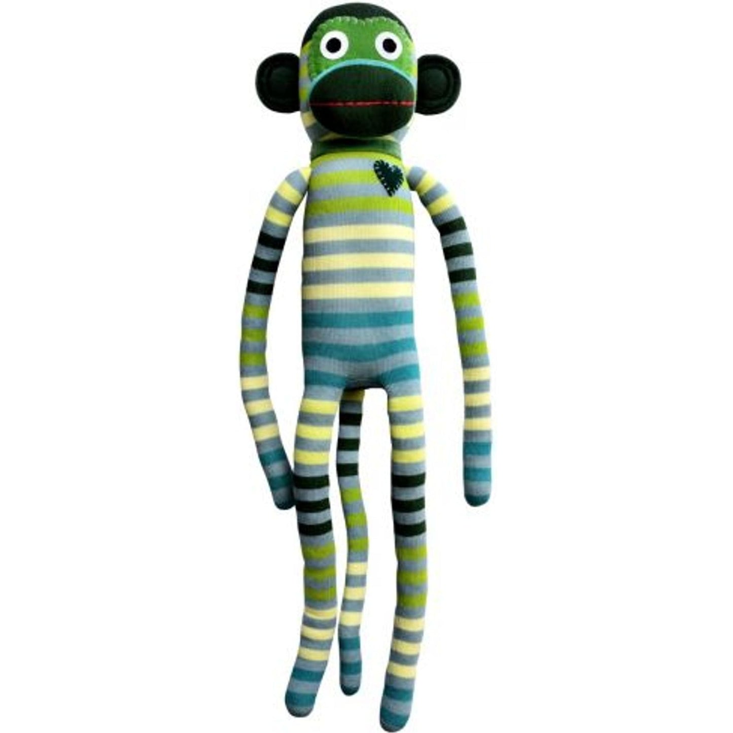 Sock Monkey - Billie Green and Blue Striped Monkey 70cm - Toybox Tales