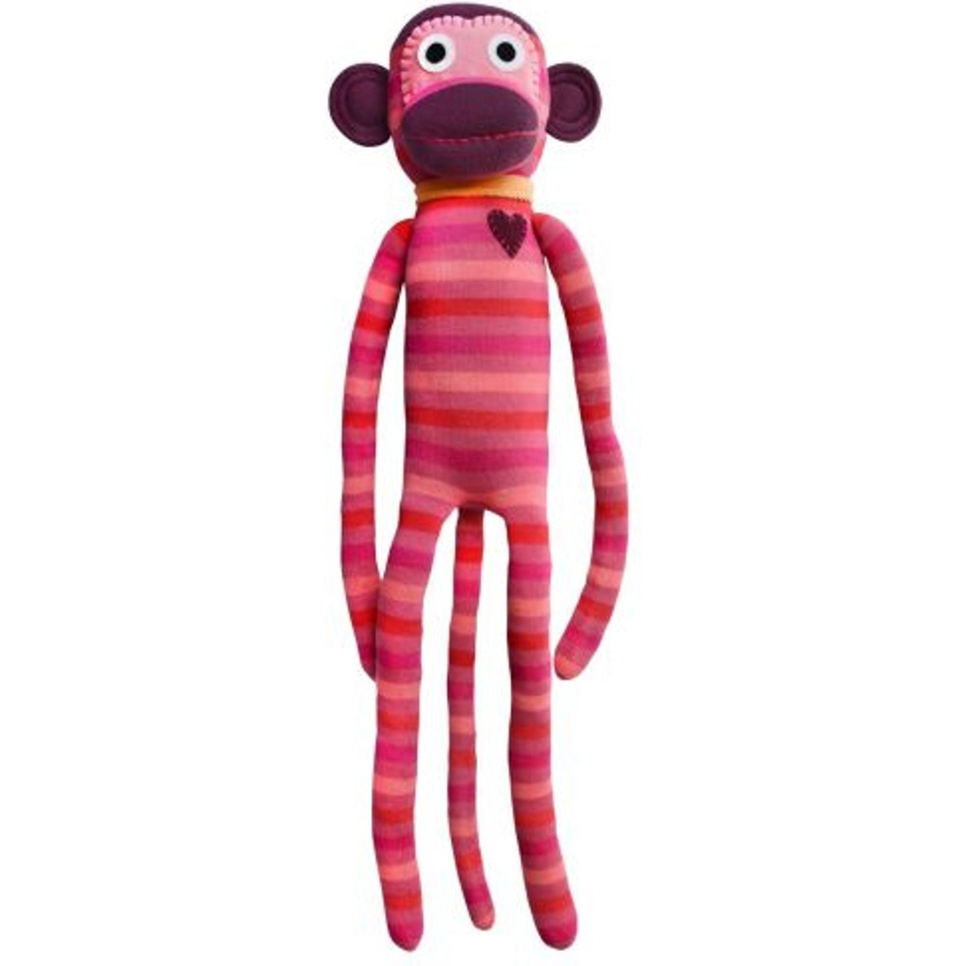 Sock Monkey - Charlie Red and Pink Striped Monkey 70cm - Toybox Tales