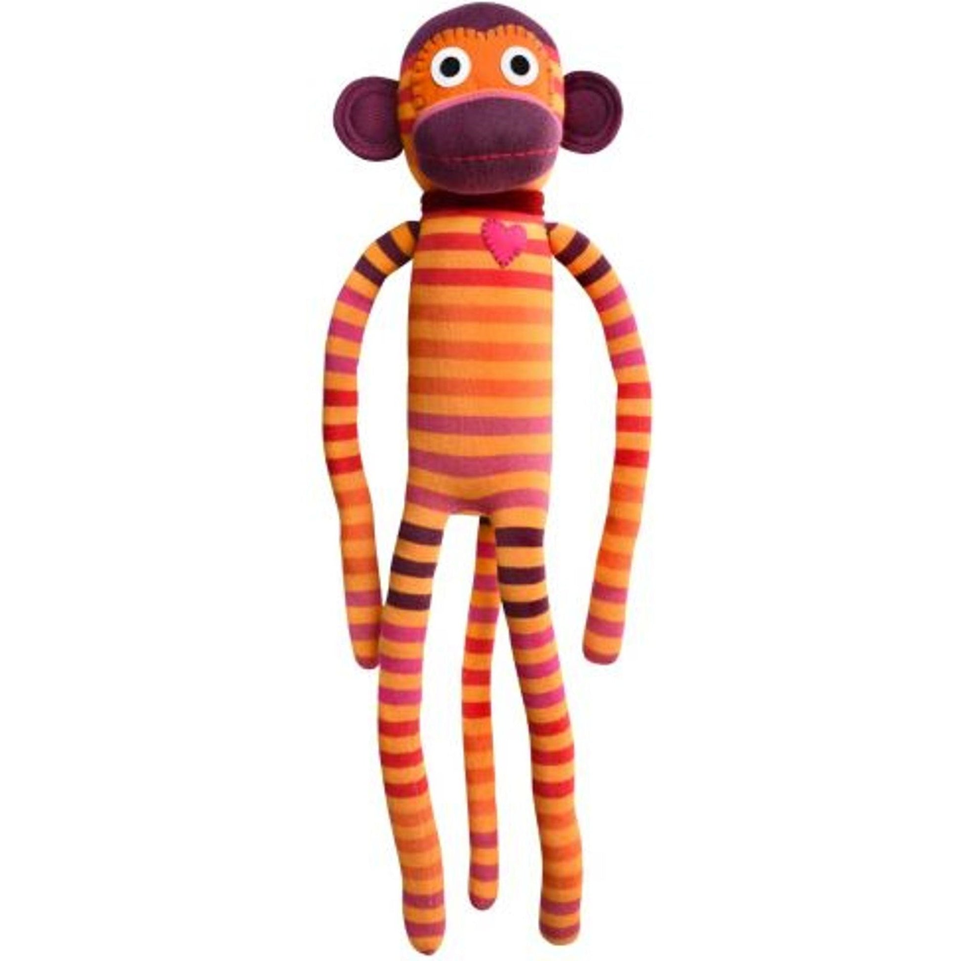 Sock Monkey - Jules Red and Orange Striped Monkey 70cm - Toybox Tales