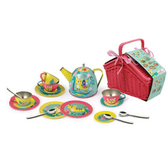 Tiger Tin Tea Set In Picnic Basket (18 Piece Set) - Toybox Tales