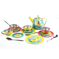 Tiger Tin Tea Set In Picnic Basket (18 Piece Set) - Toybox Tales