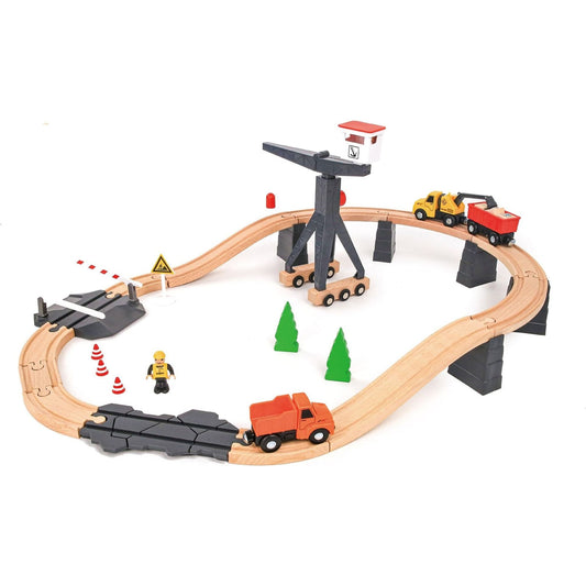 Tooky Toy - Construction Yard Train Set - 35 Pieces - Toybox Tales