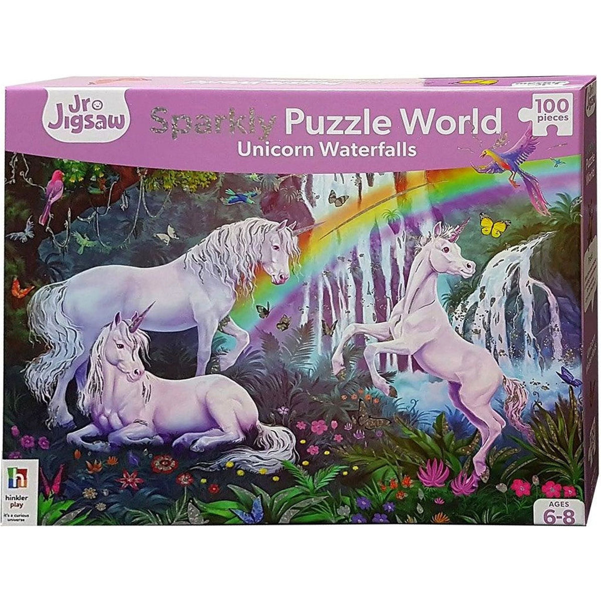Unicorns and Waterfalls Sparkly 100pc Puzzle - Toybox Tales