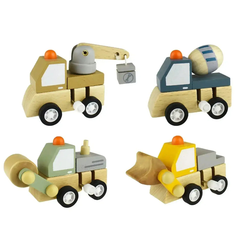 Wooden Wind Up Construction Trucks (Assorted) - Toybox Tales