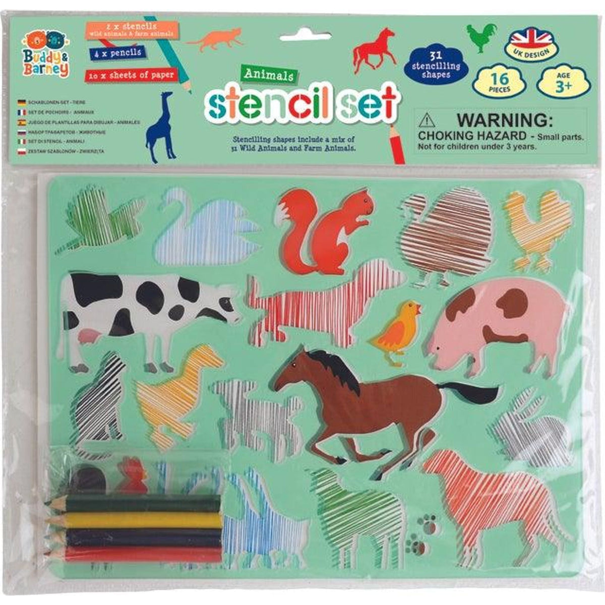 Animals Stencil and Pencil Set - Toybox Tales