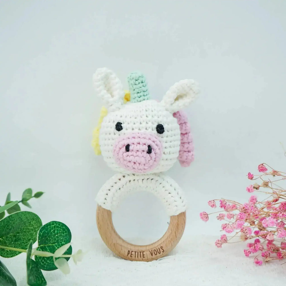 Crochet Ring Rattle - Isla Unicorn - Toybox Tales