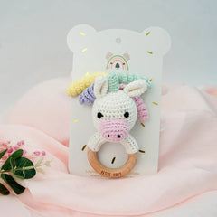 Crochet Ring Rattle - Isla Unicorn - Toybox Tales