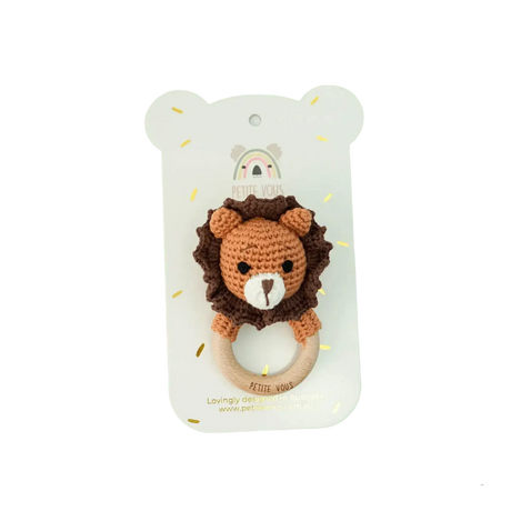 Crochet Ring Rattle - Roary Lion - Toybox Tales