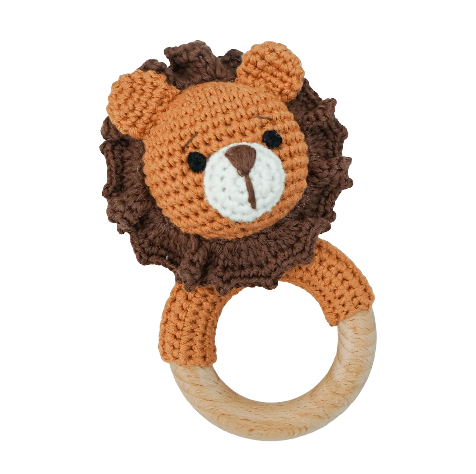 Crochet Ring Rattle - Roary Lion - Toybox Tales