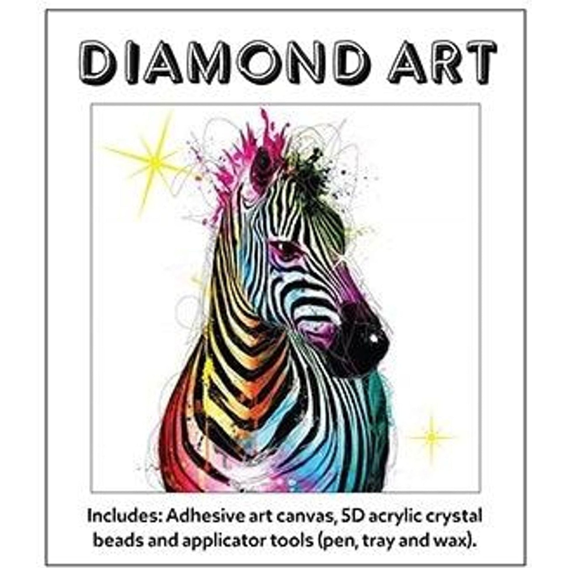 Diamond Art Kit - Colourful Zebra - Toybox Tales