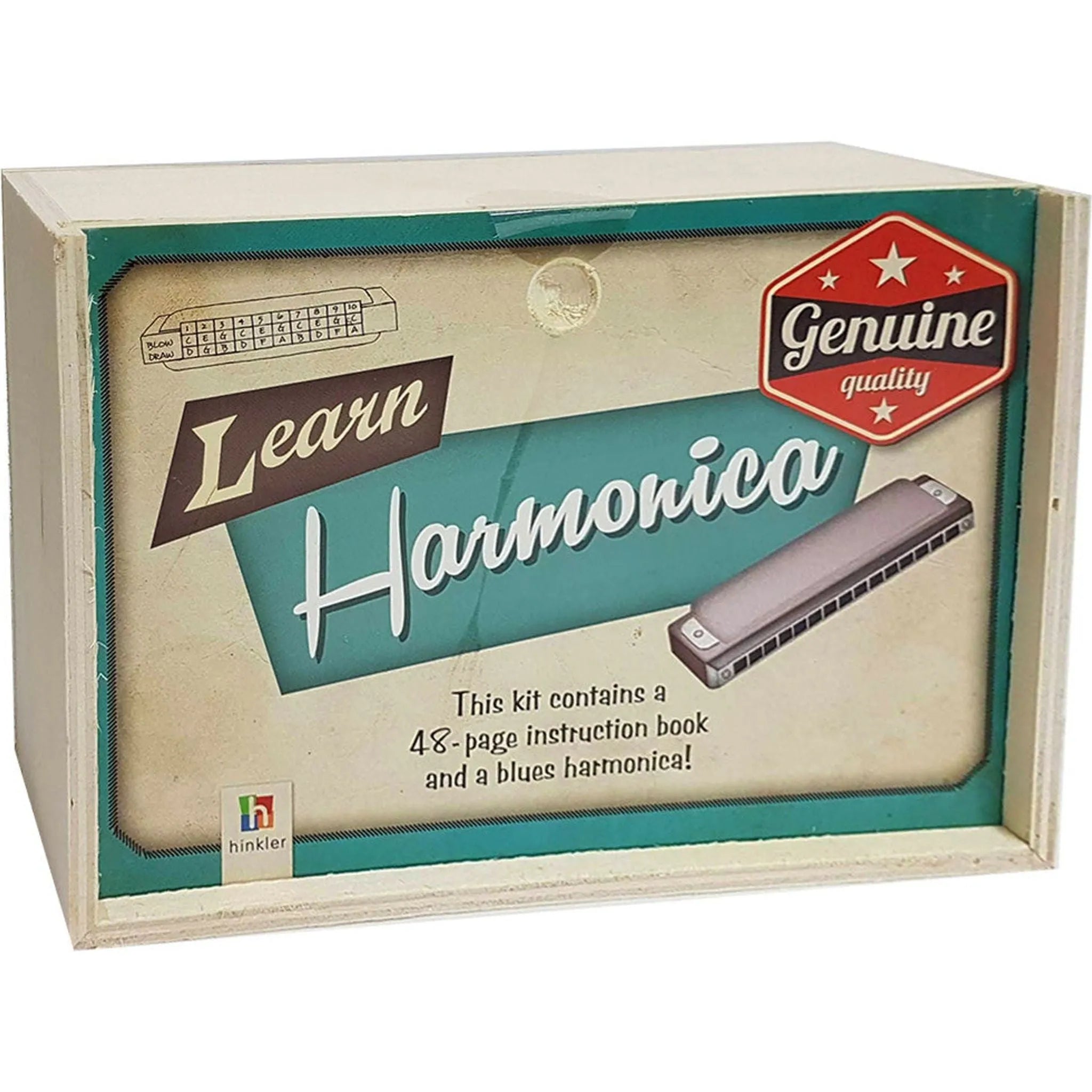 Learn Harmonica in Retro Wooden Box - Toybox Tales