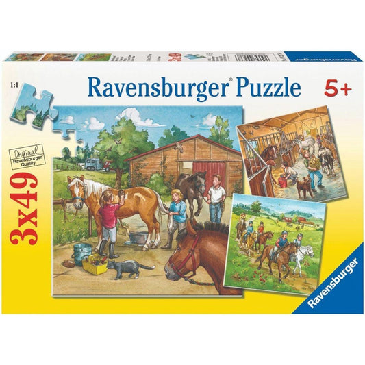 Ravensburger - A Day with Horses Puzzle 3x49 Pieces - Toybox Tales