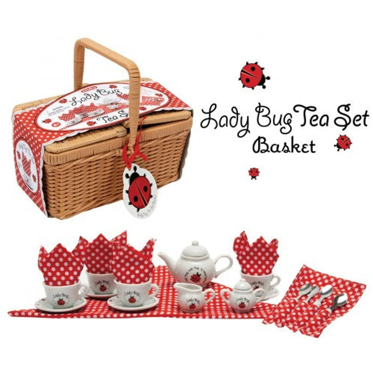 Schylling – Ladybug Tea Set in Basket - Toybox Tales