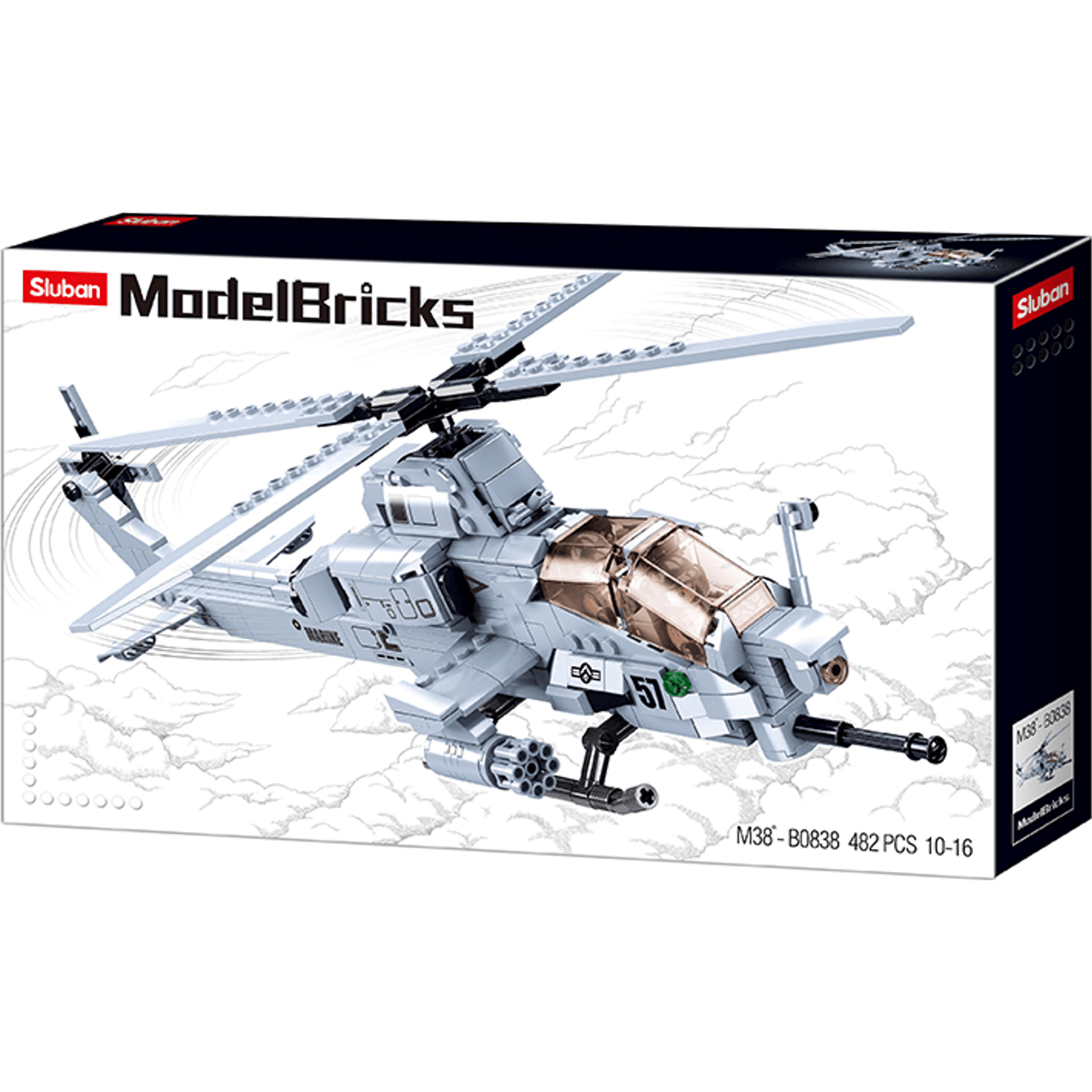 Sluban AH-1Z Attack Helicopter 482pcs - Toybox Tales