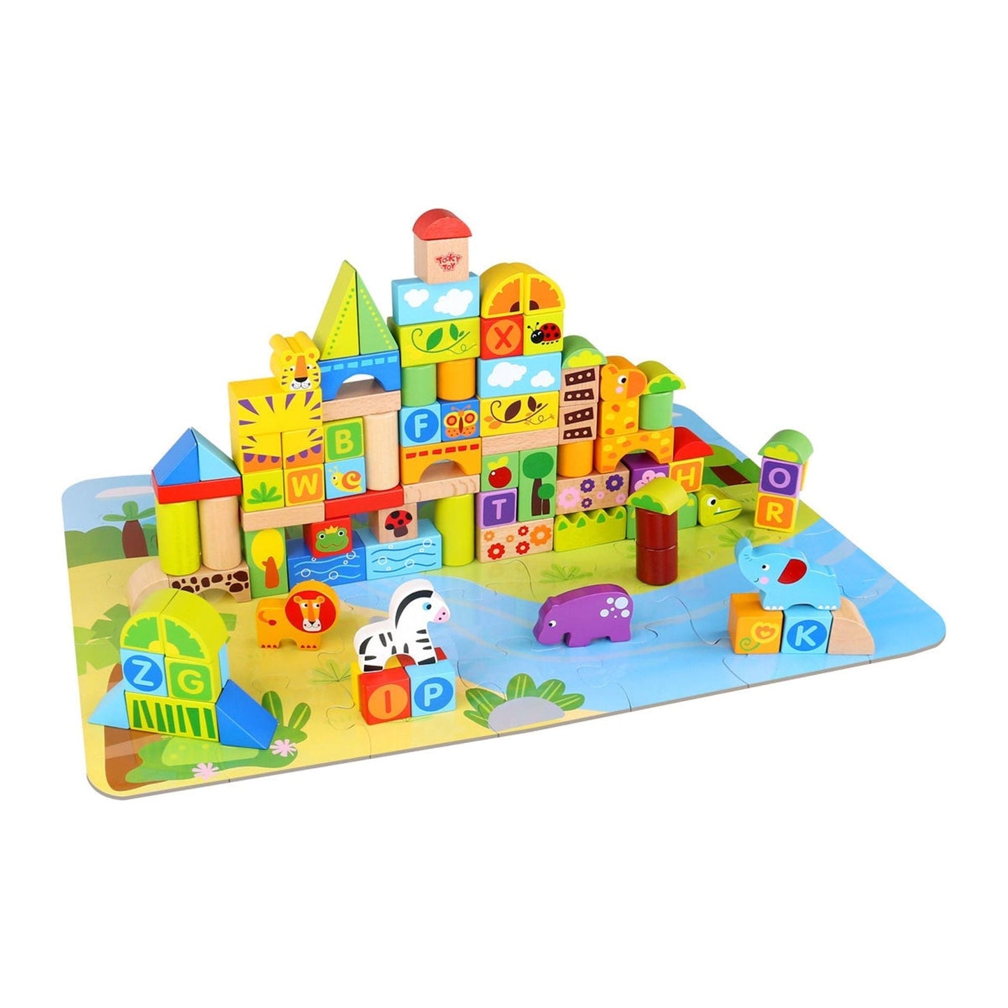 Tooky Toy - Jungle Blocks - 135 Pieces - Toybox Tales