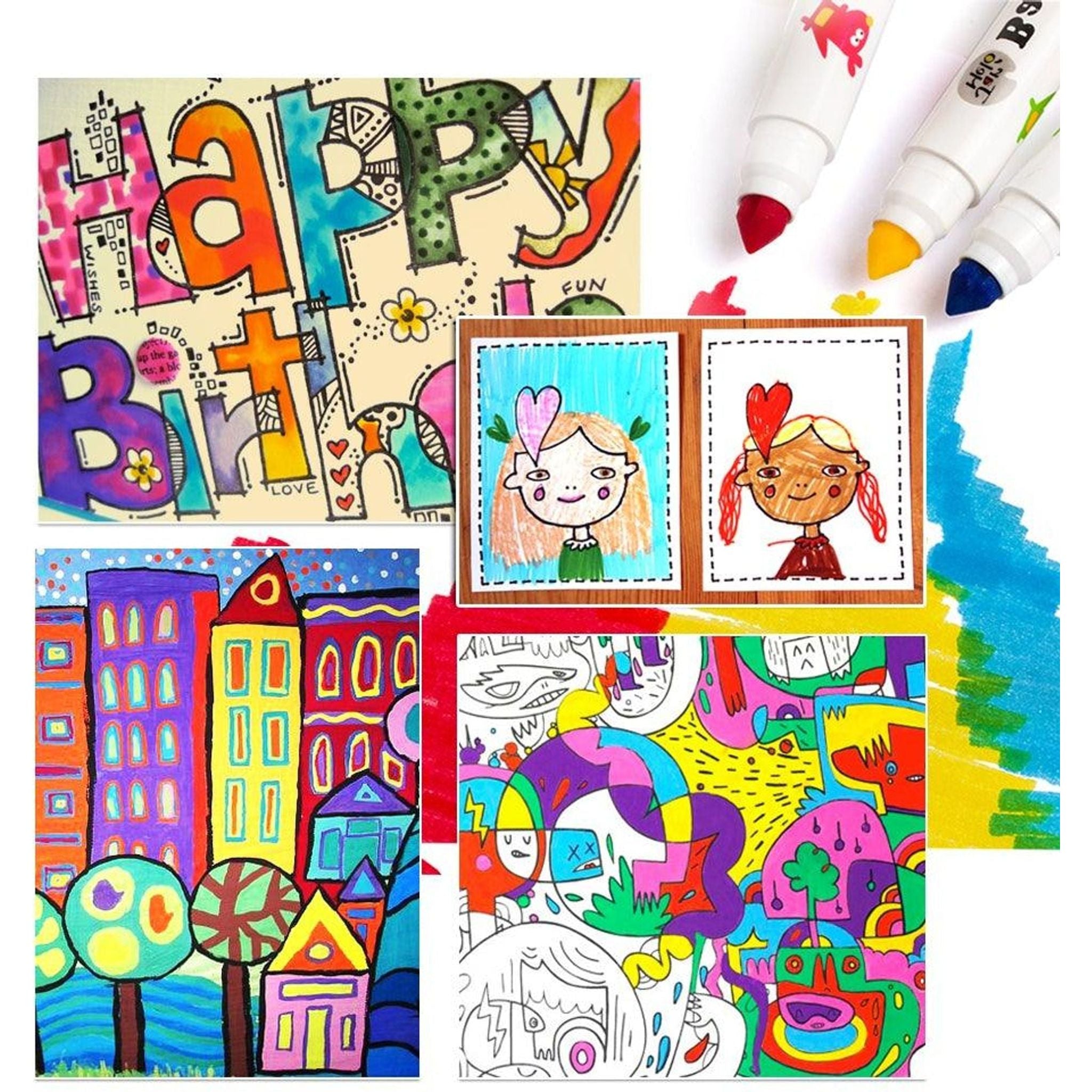 Washable Markers - Baby Roo - 12 Colours - Toybox Tales